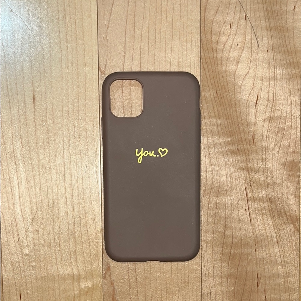 Brown Phone Case with Yellow Text